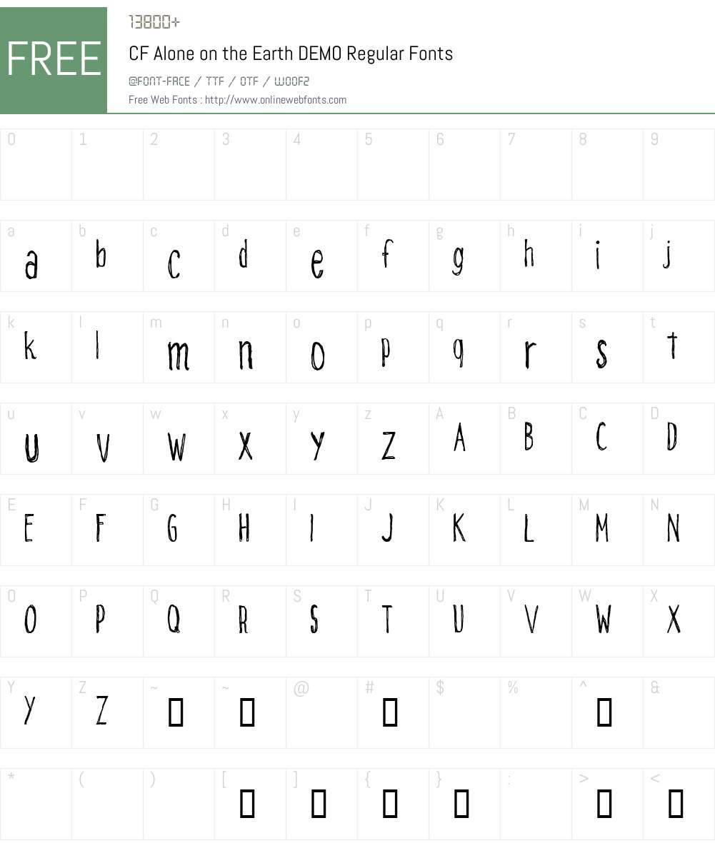 CF Alone on the Earth DEMO Font Screenshots