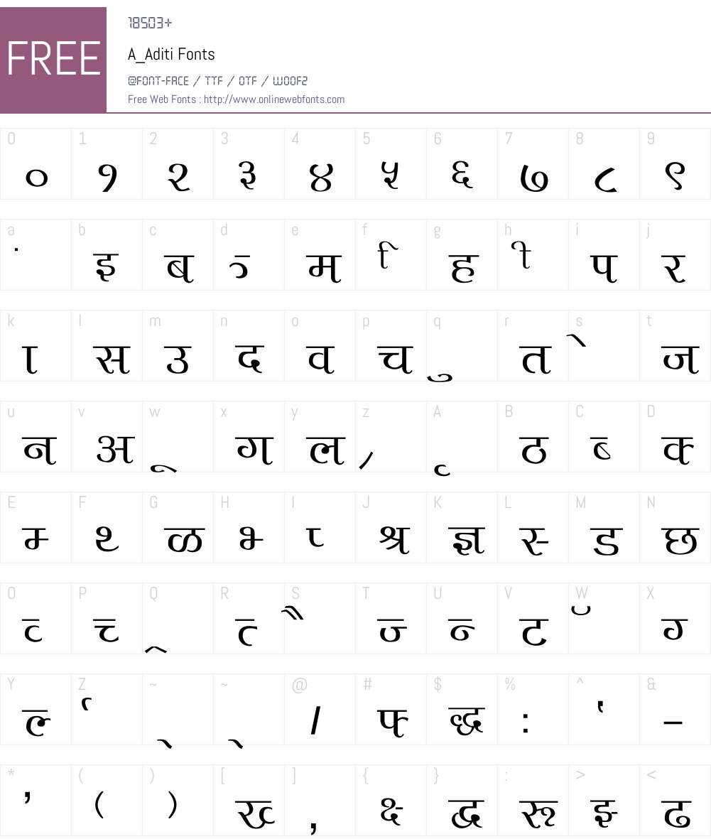 A_Aditi 1.0 Mon Apr 27 04:36:36 1998 Fonts Free Download ...