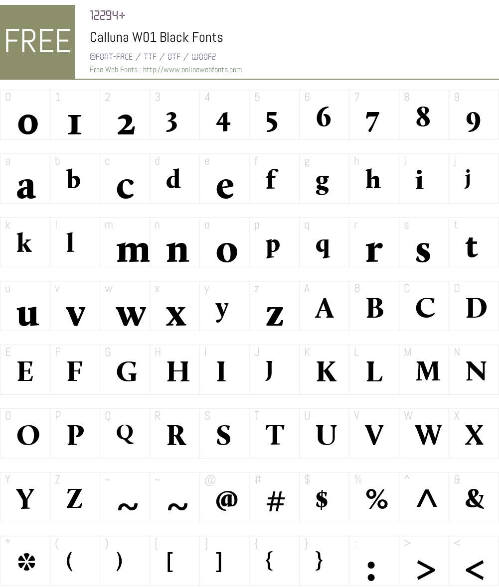 CallunaW01-Black Font Screenshots