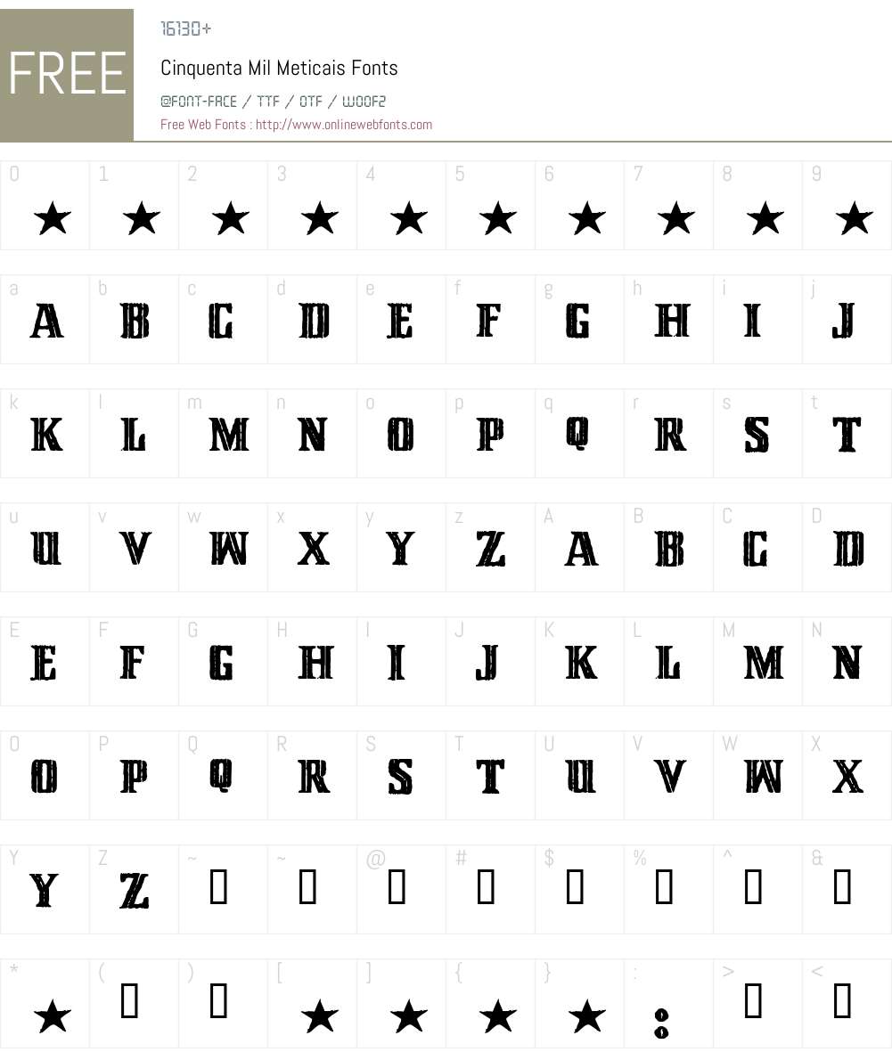 Cinquenta Mil Meticais Font Screenshots