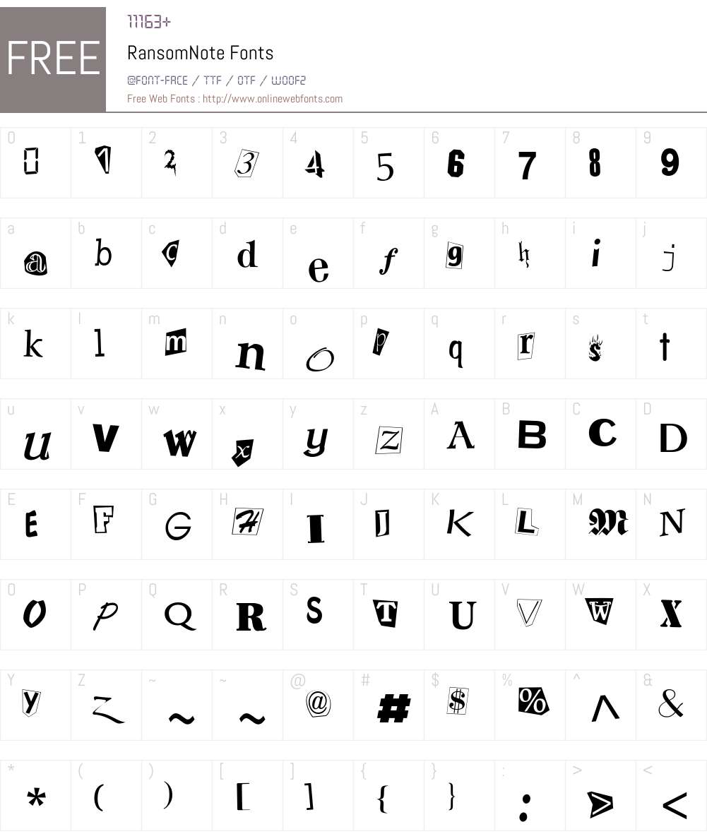 RansomNote Font Screenshots