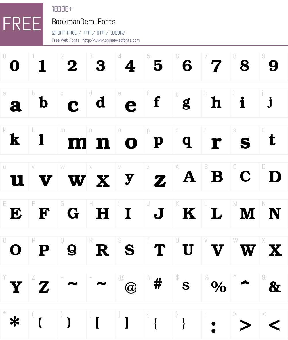 Bookman Font Screenshots