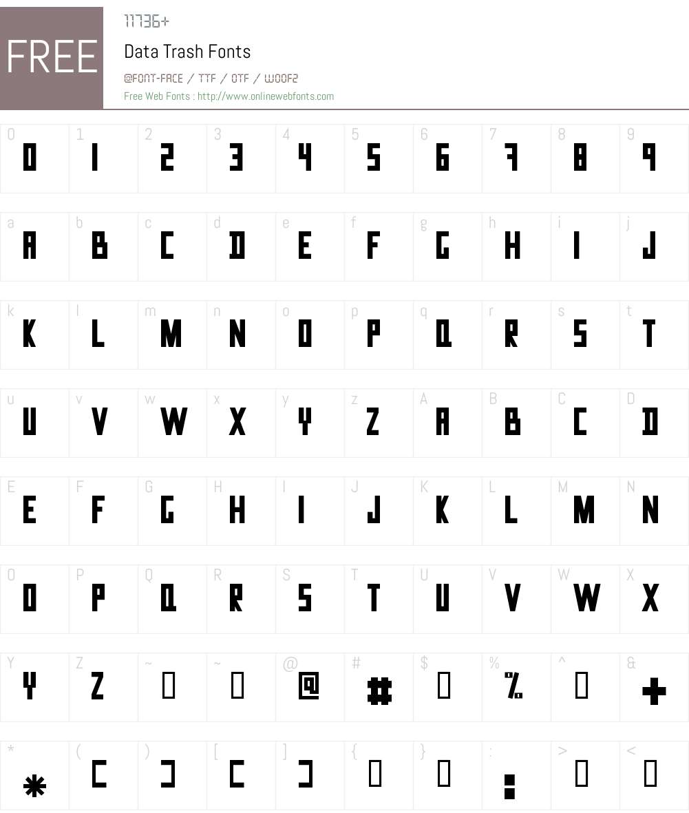 Data Trash Font Screenshots