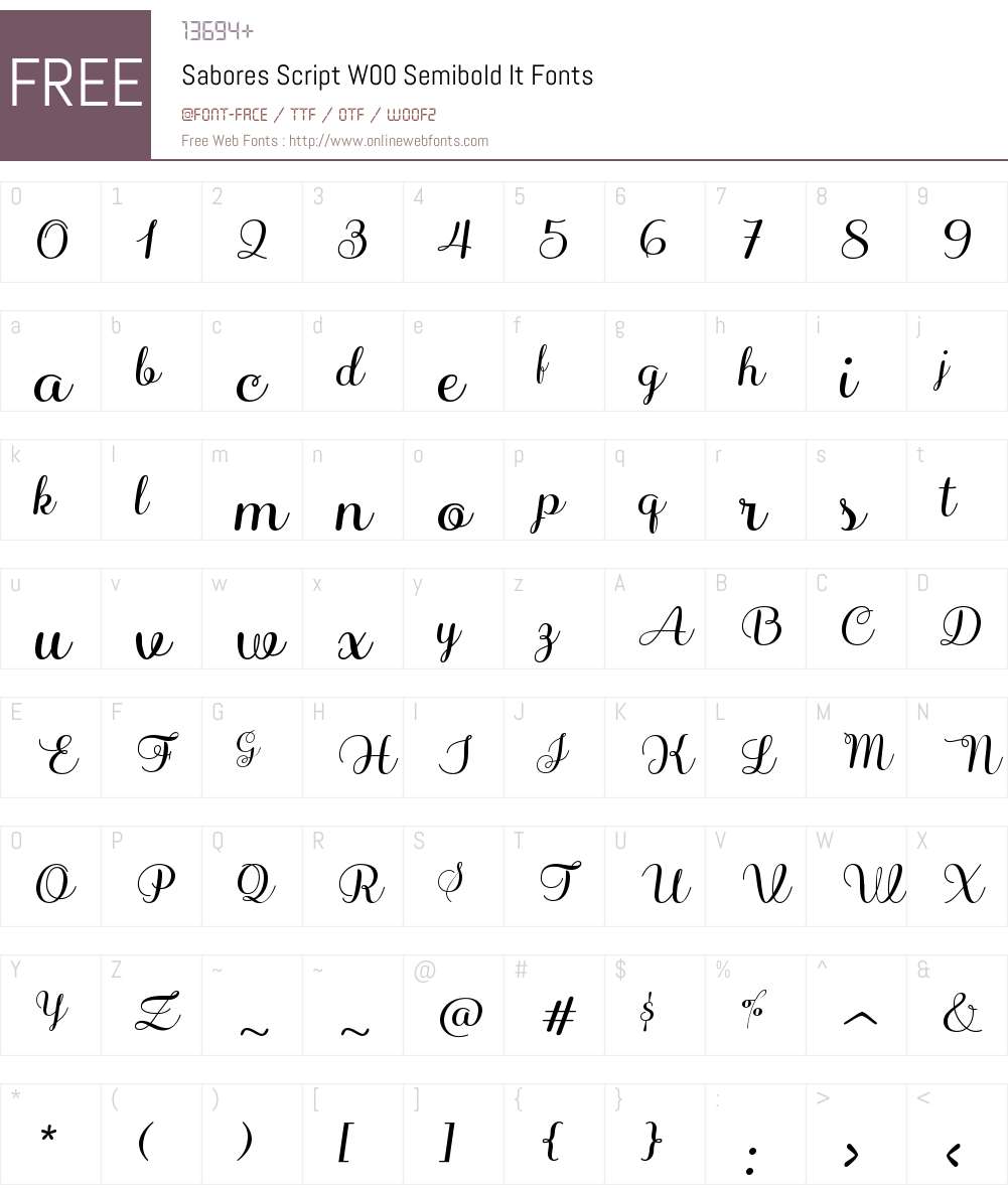 SaboresScriptW00-SemiboldIt Font Screenshots