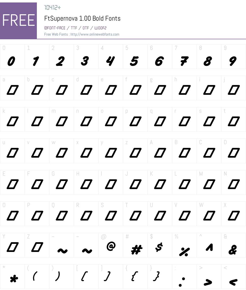 FtSupernova 1.00 Font Screenshots
