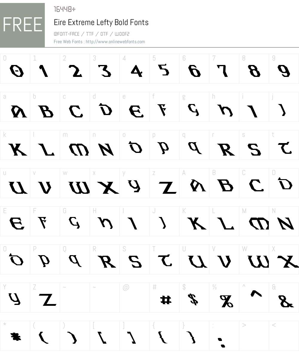 Eire Extreme Lefty Font Screenshots