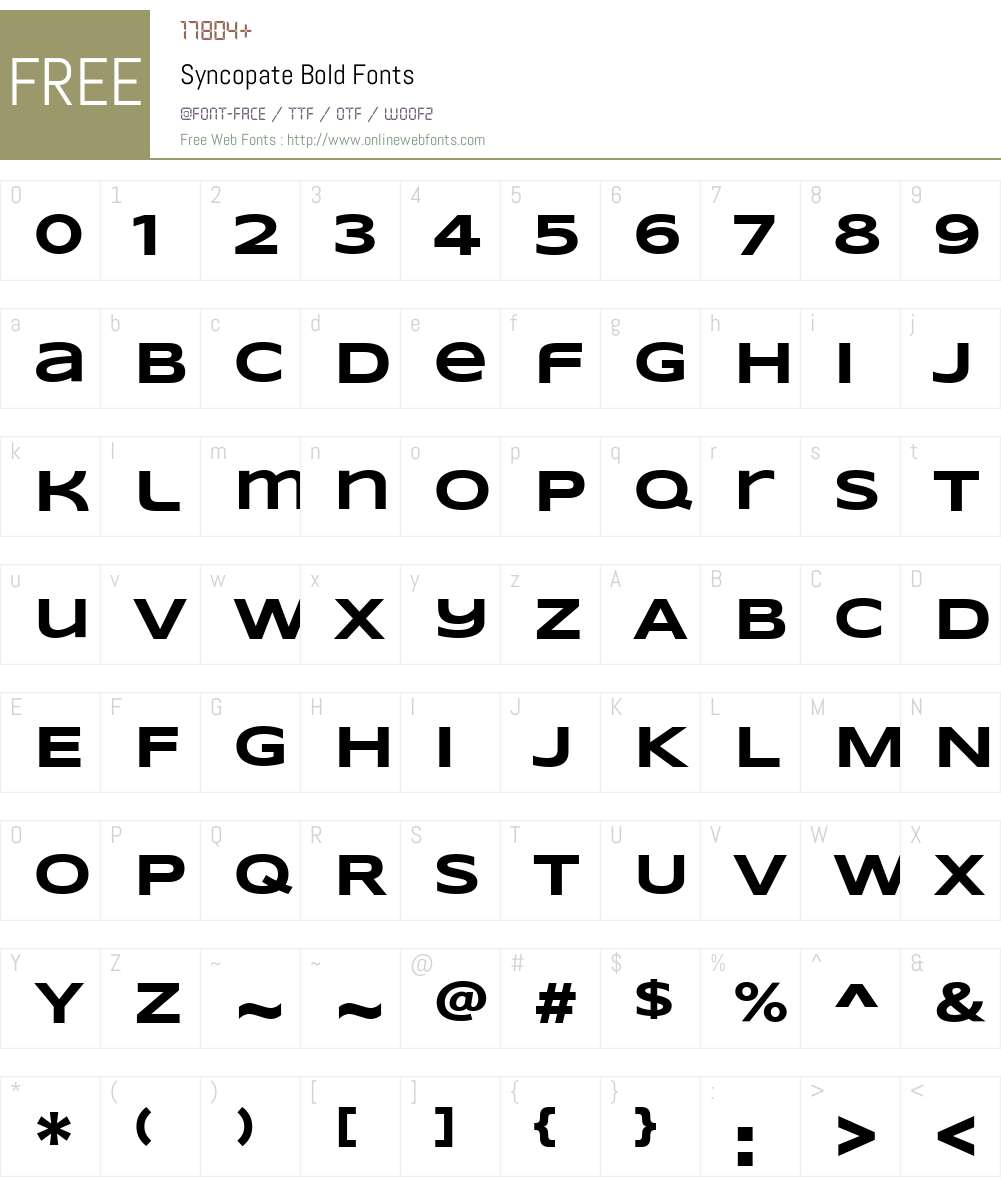 Syncopate Font Screenshots