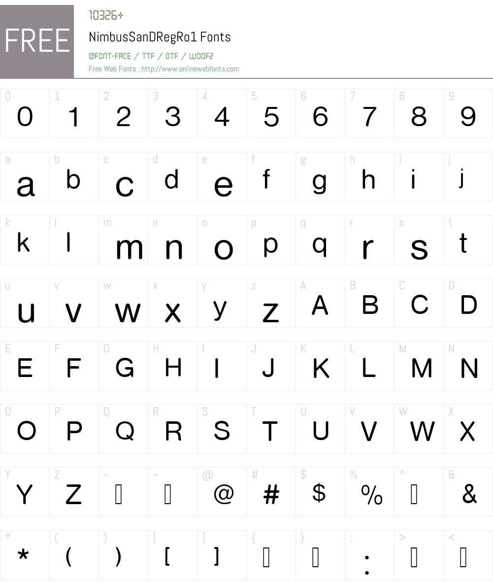 NimbusSanDRegRo1 Font Screenshots