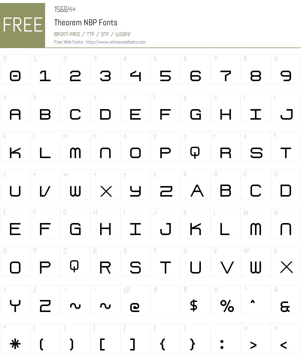 Theorem NBP Font Screenshots