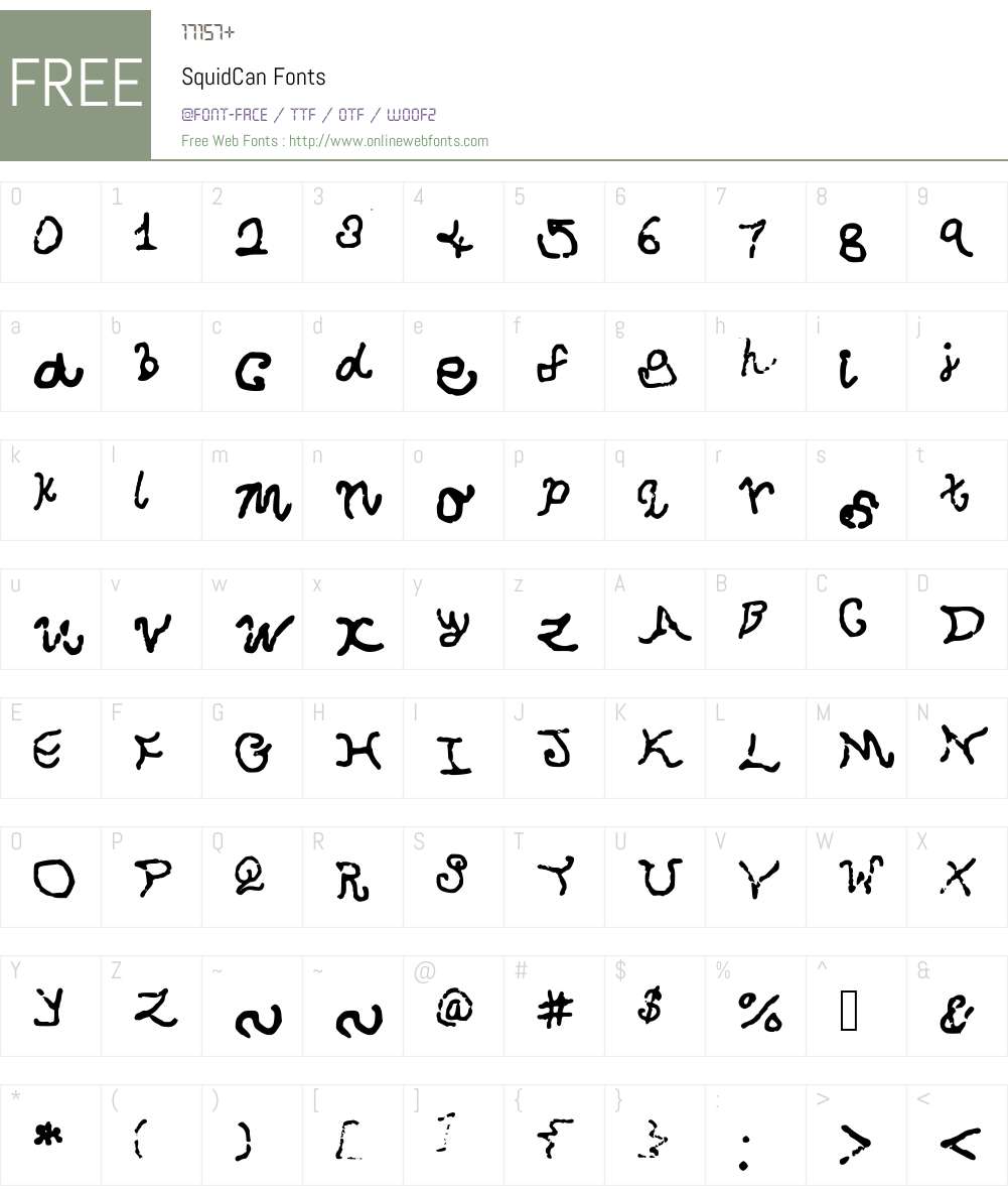 SquidCan Font Screenshots