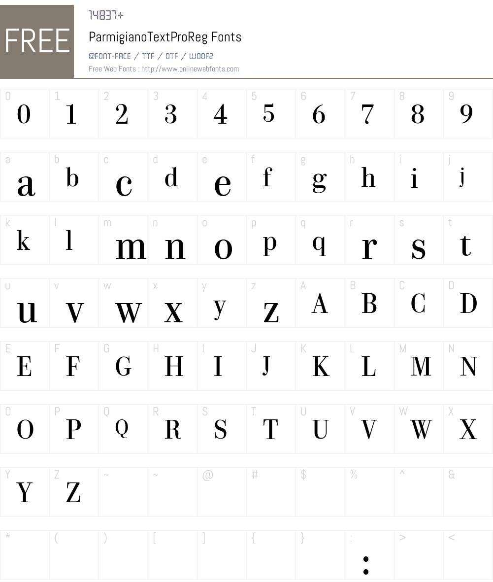 Parmigiano Text Pro Reg Font Screenshots