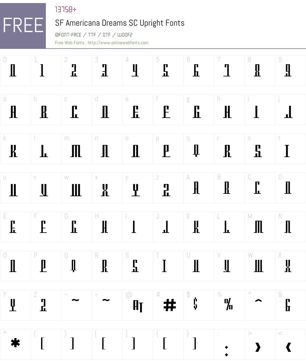 SF Americana Dreams SC Upright Font Screenshots