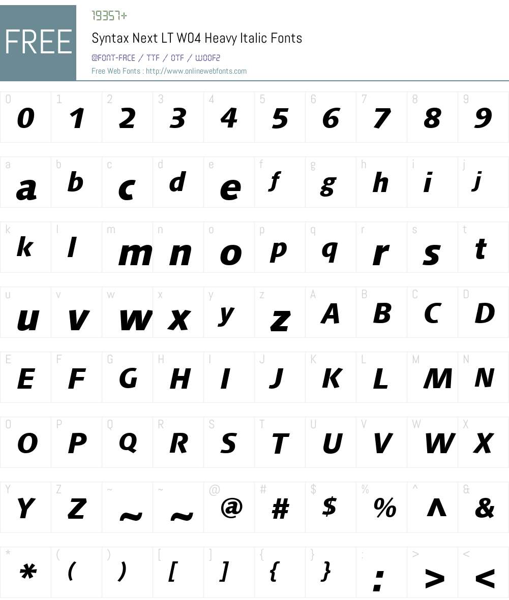 Syntax Next Font Screenshots