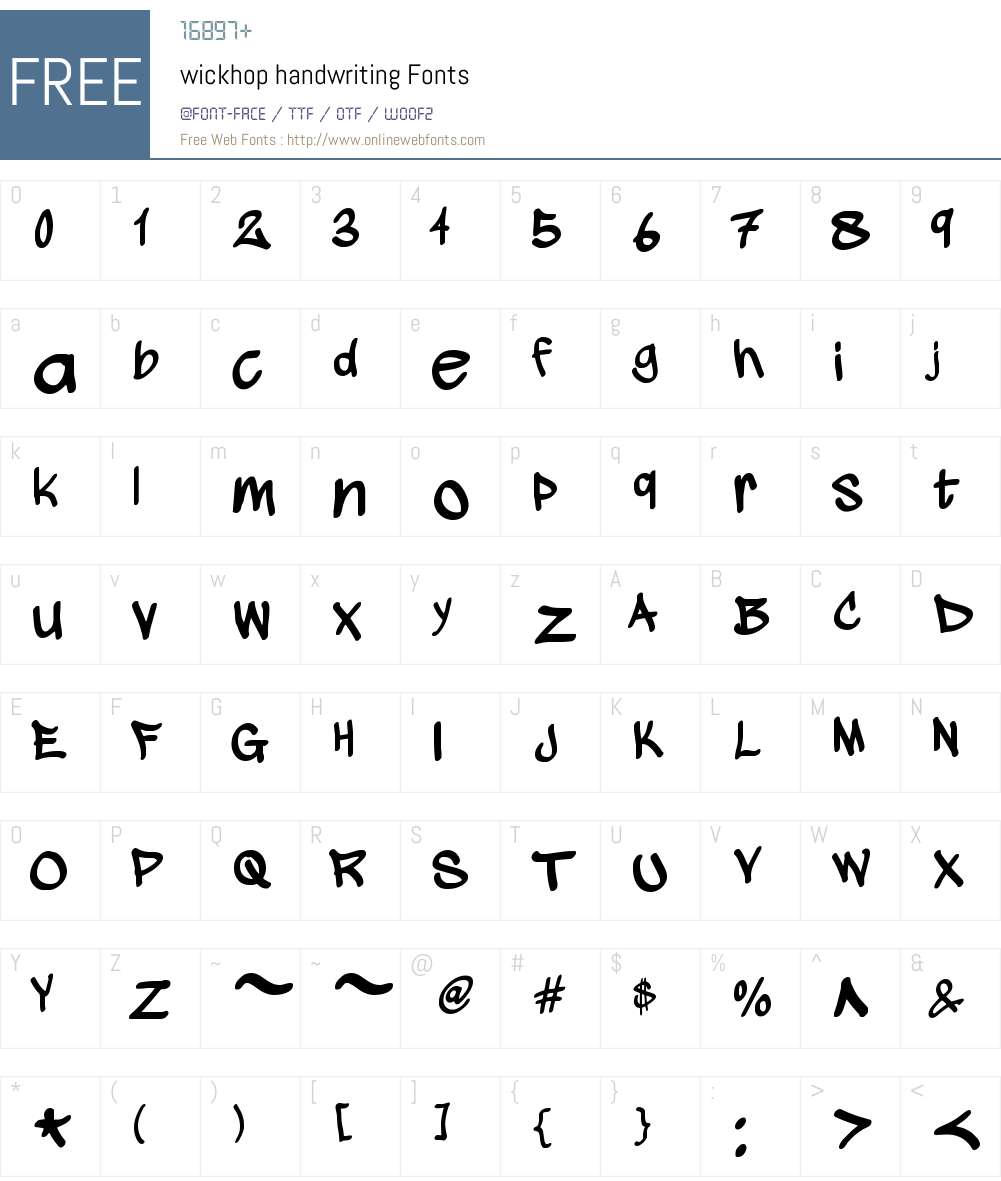 wickhop handwriting Font Screenshots