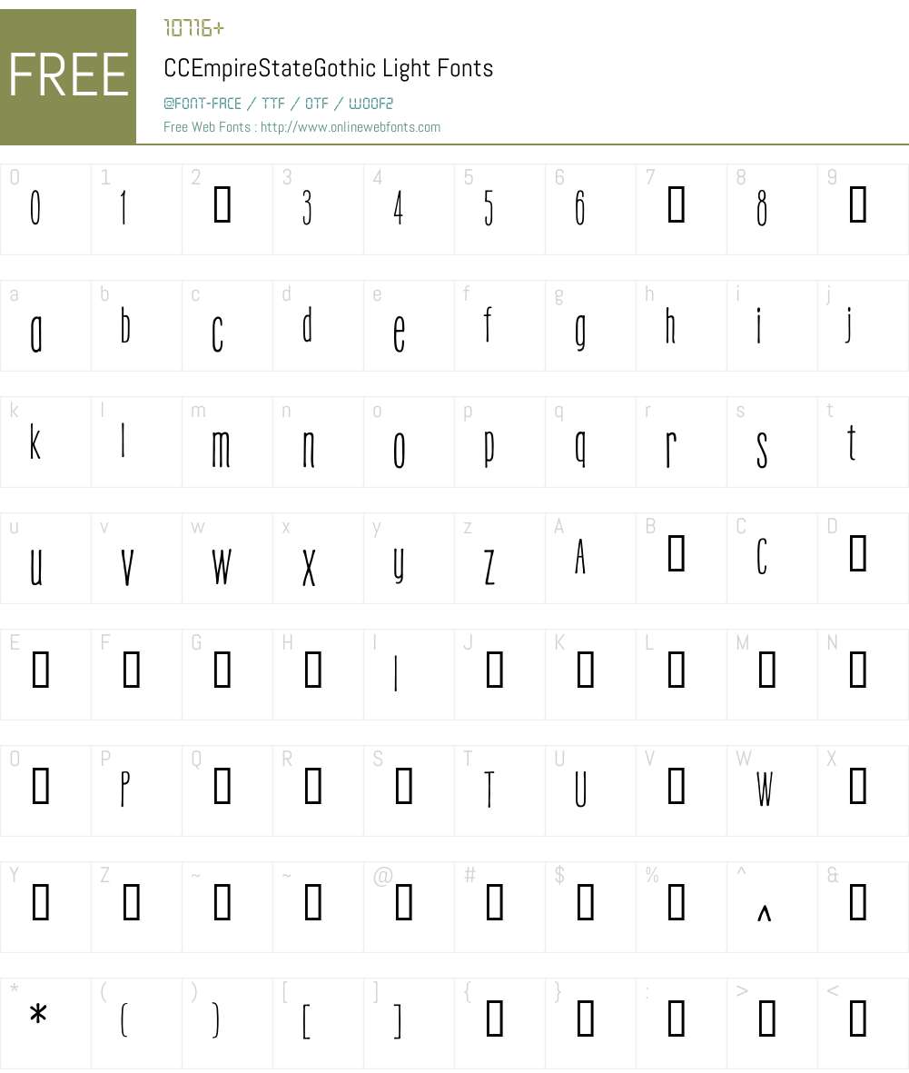 CCEmpireStateGothic-Light Font Screenshots
