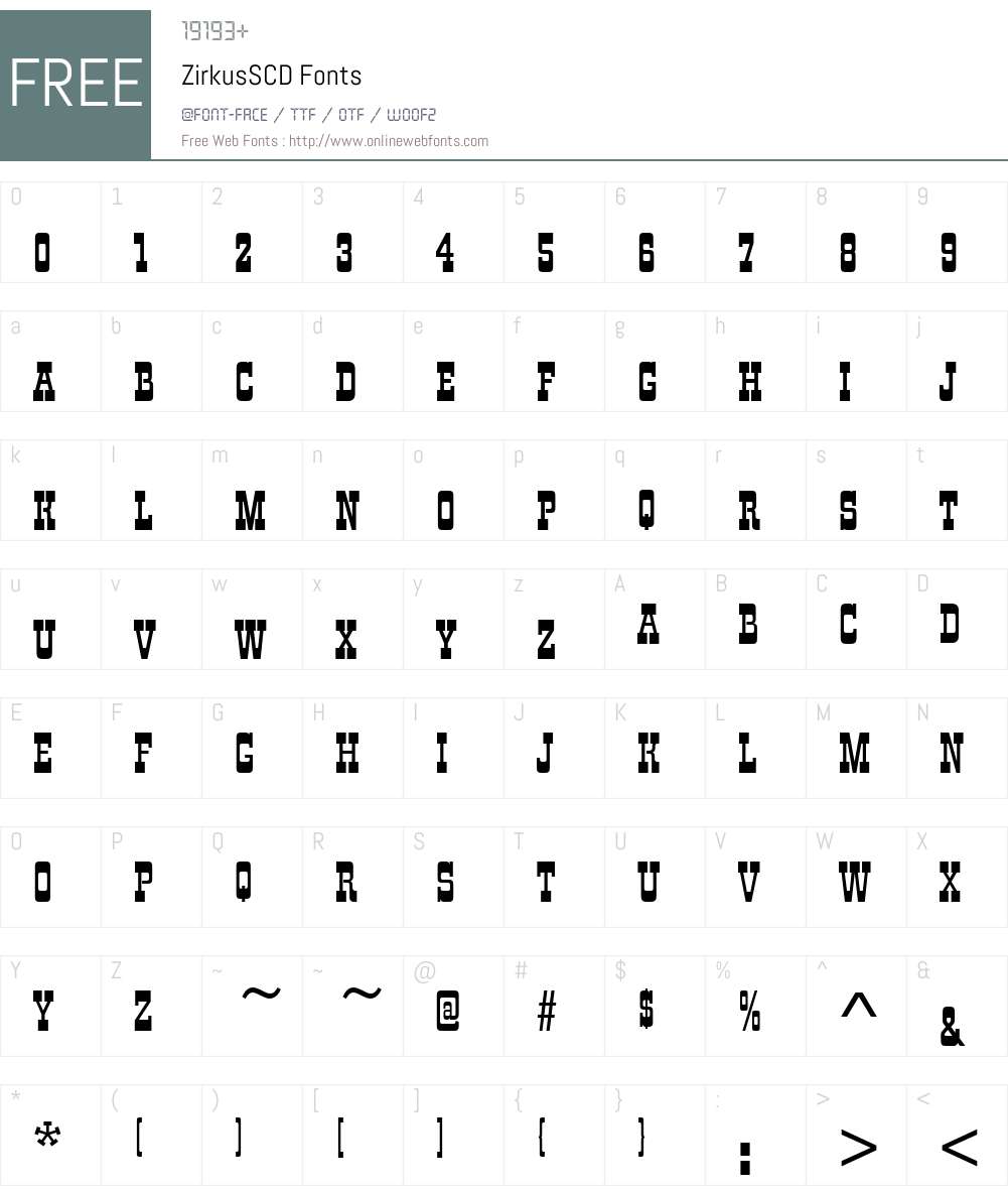 ZirkusSCD Font Screenshots