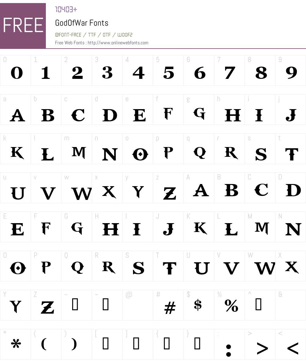 GodOfWar Font Screenshots