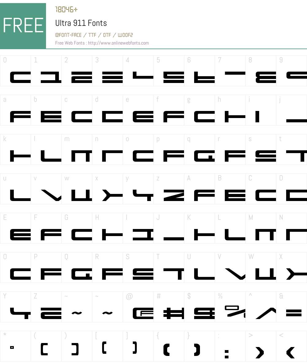 Ultra 911 Font Screenshots
