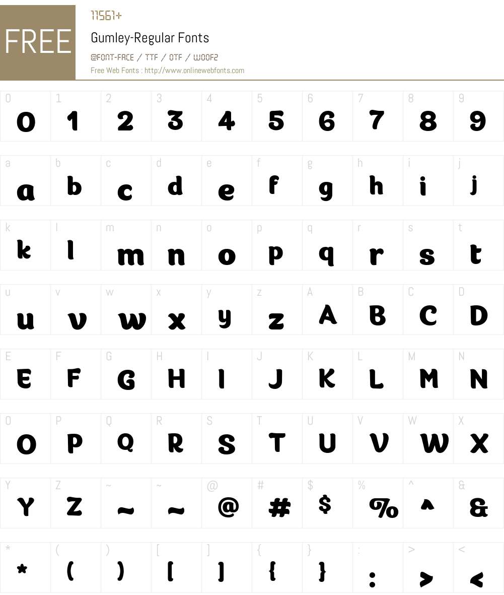 Gumley-Regular Font Screenshots