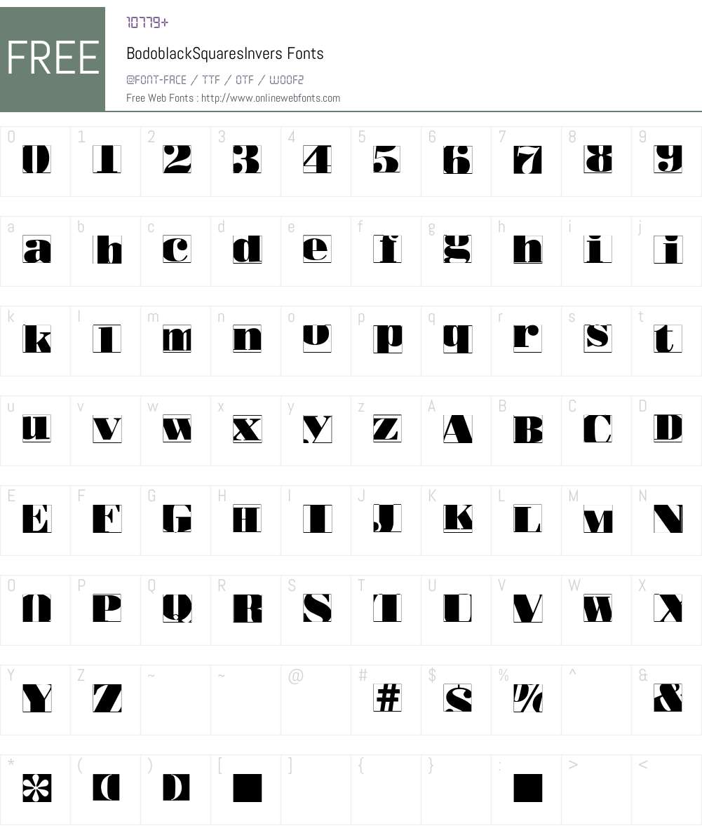 BodoblackSquaresInvers Font Screenshots