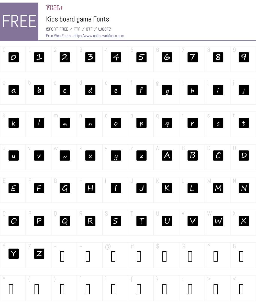 Kids board game Font Screenshots