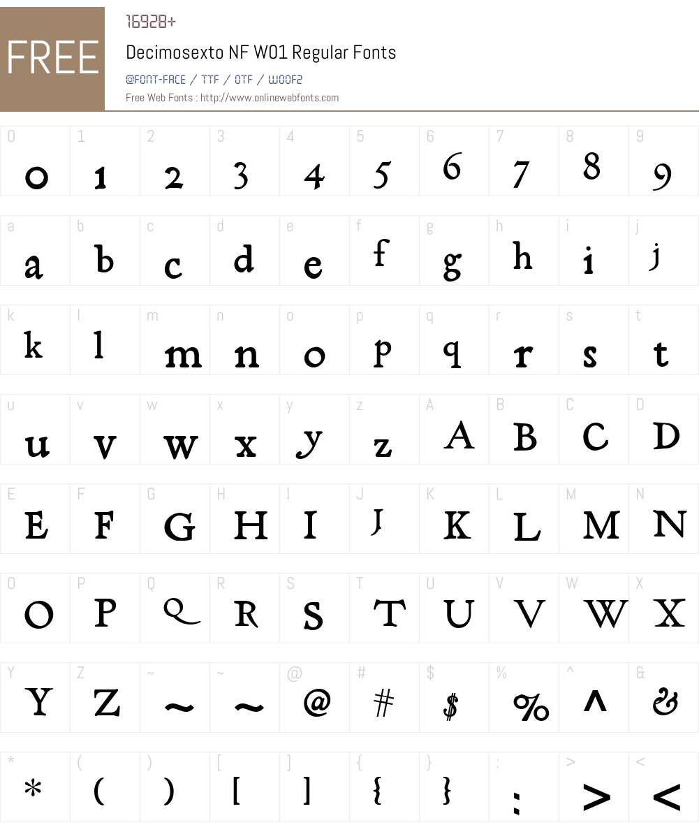 DecimosextoNFW01-Regular Font Screenshots