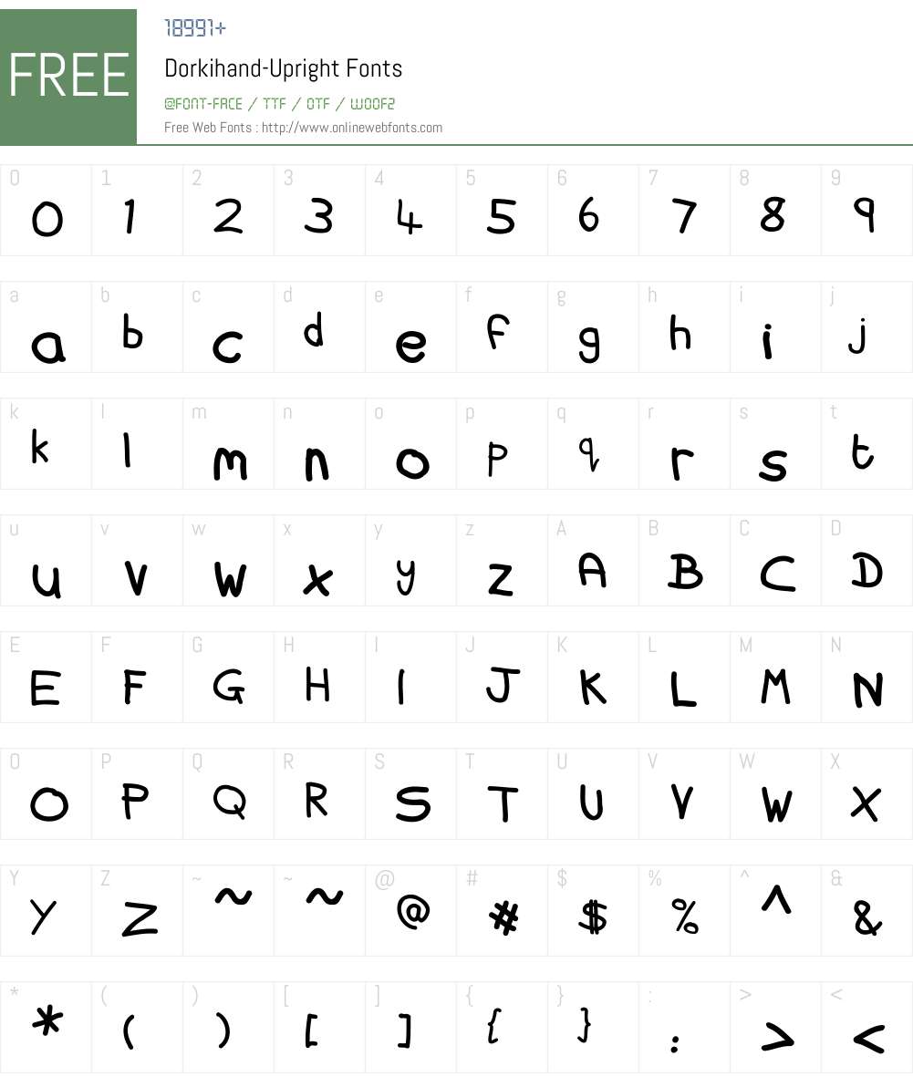 Dorkihand-Upright Font Screenshots