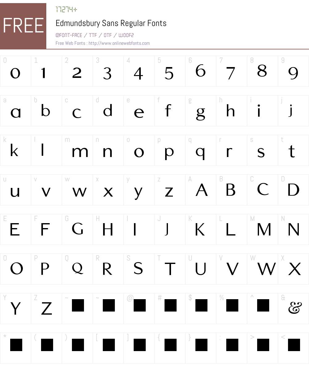 Edmundsbury Font Screenshots