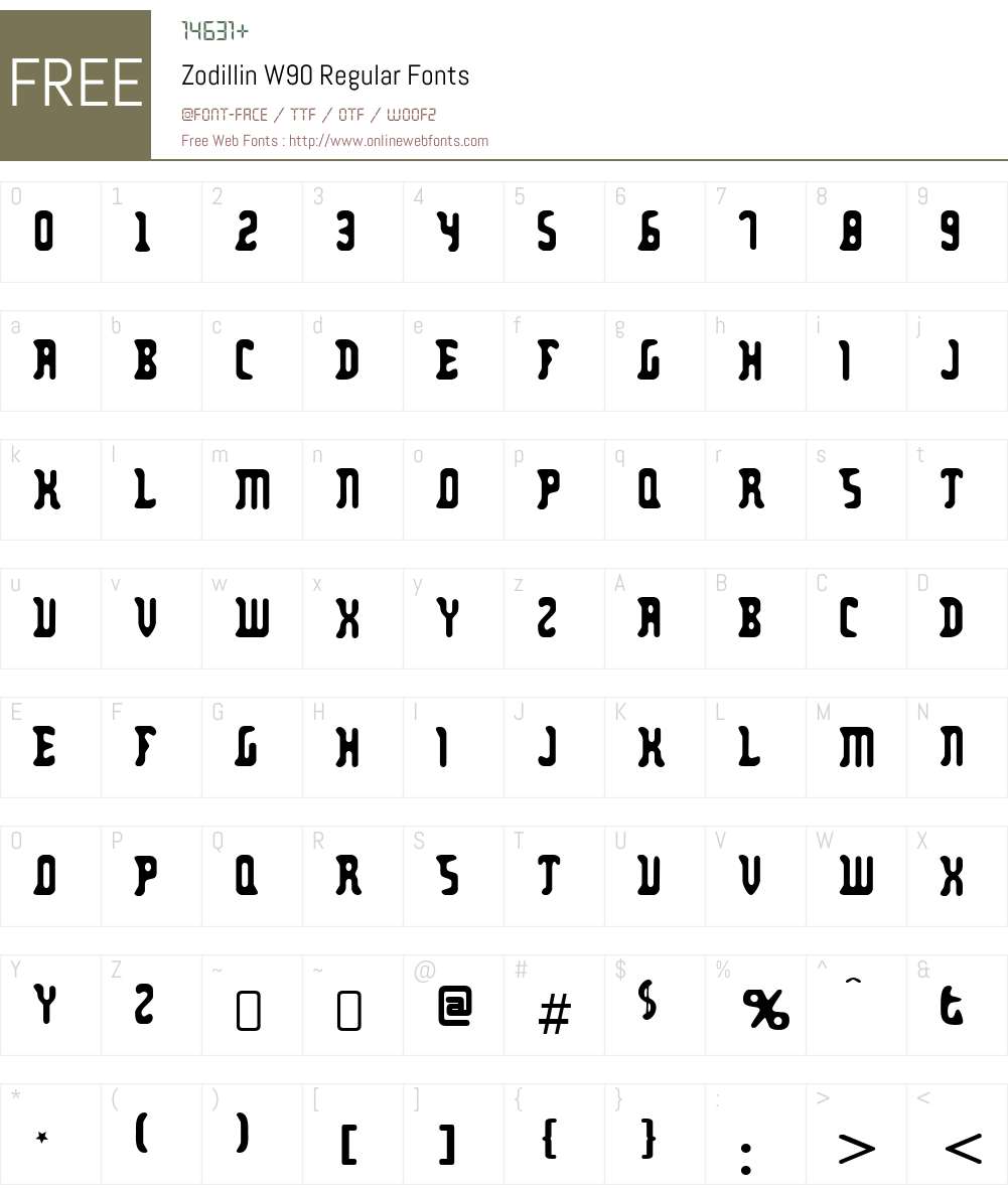 ZodillinW90-Regular Font Screenshots