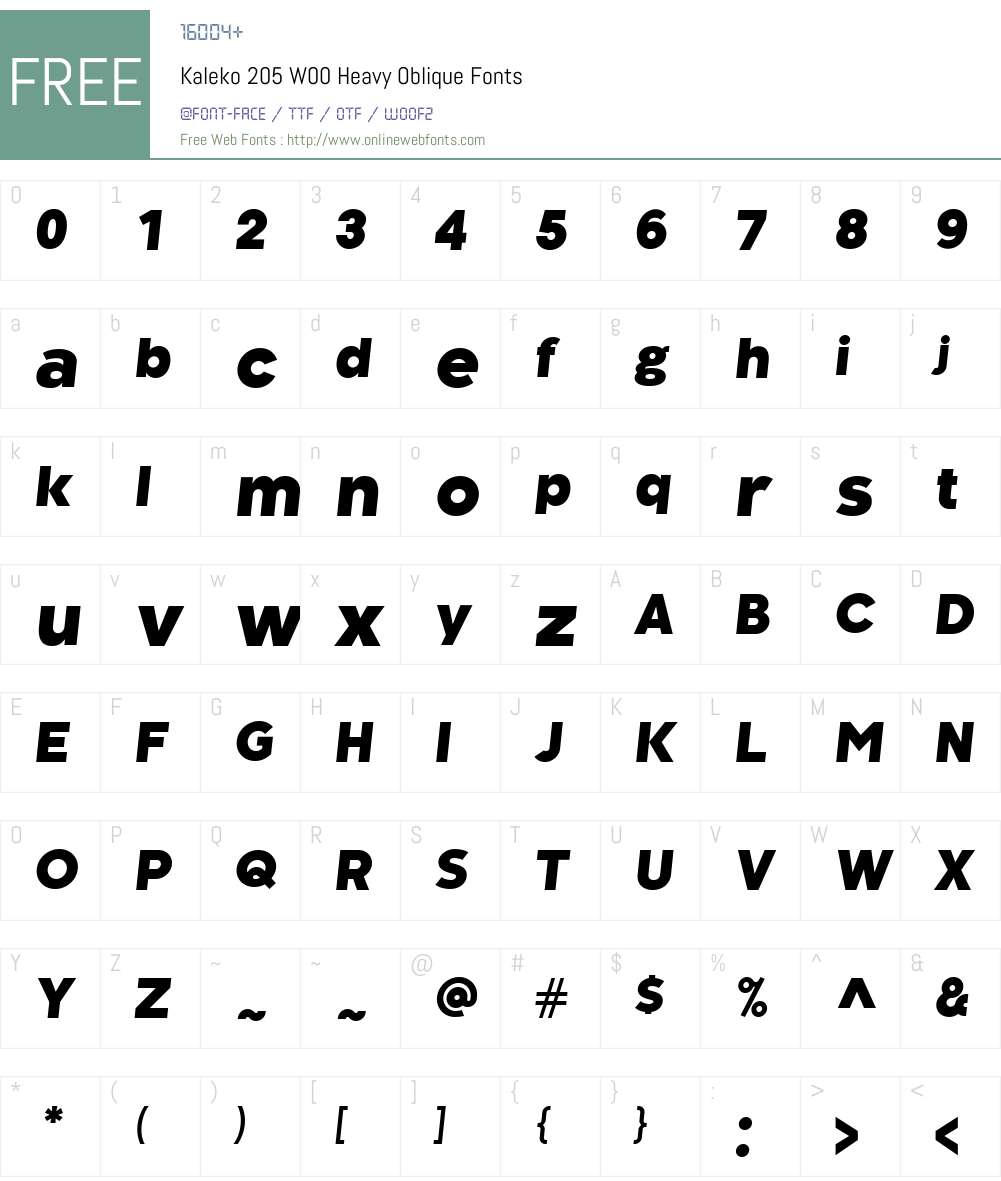 Kaleko205W00-HeavyOblique Font Screenshots