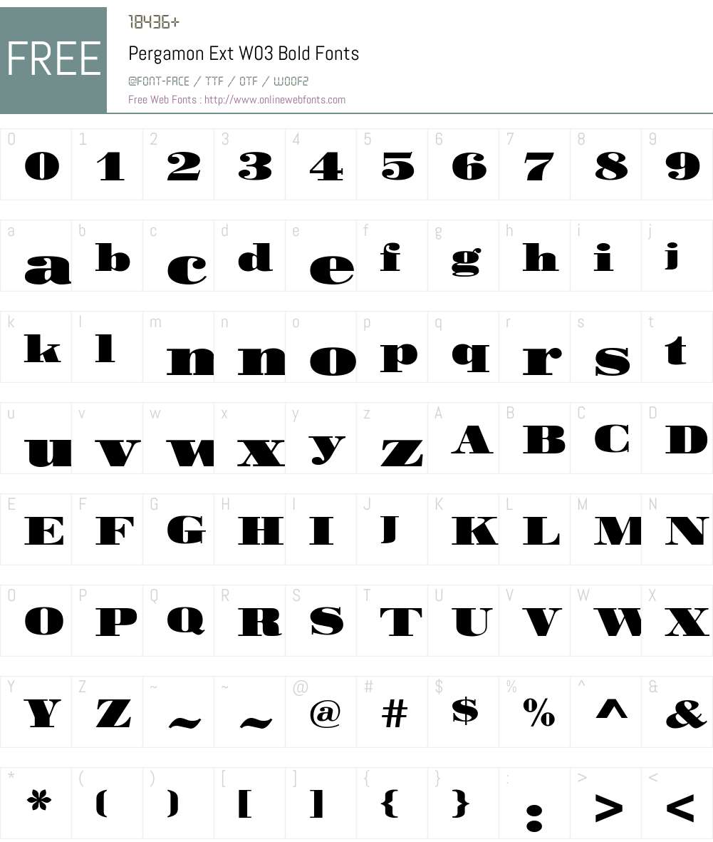 Pergamon Font Screenshots