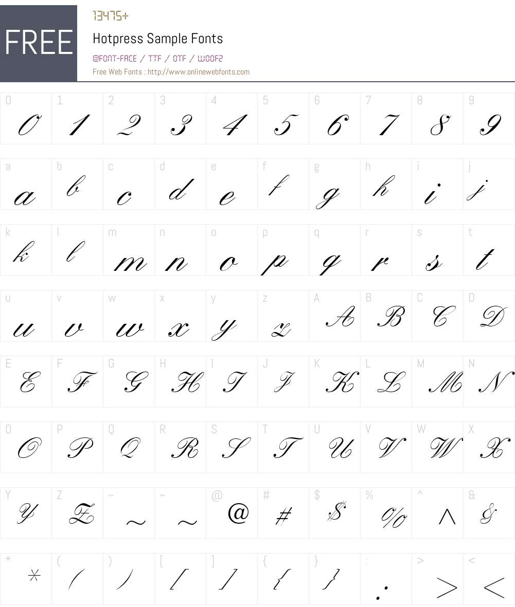 Hotpress Sample Font Screenshots