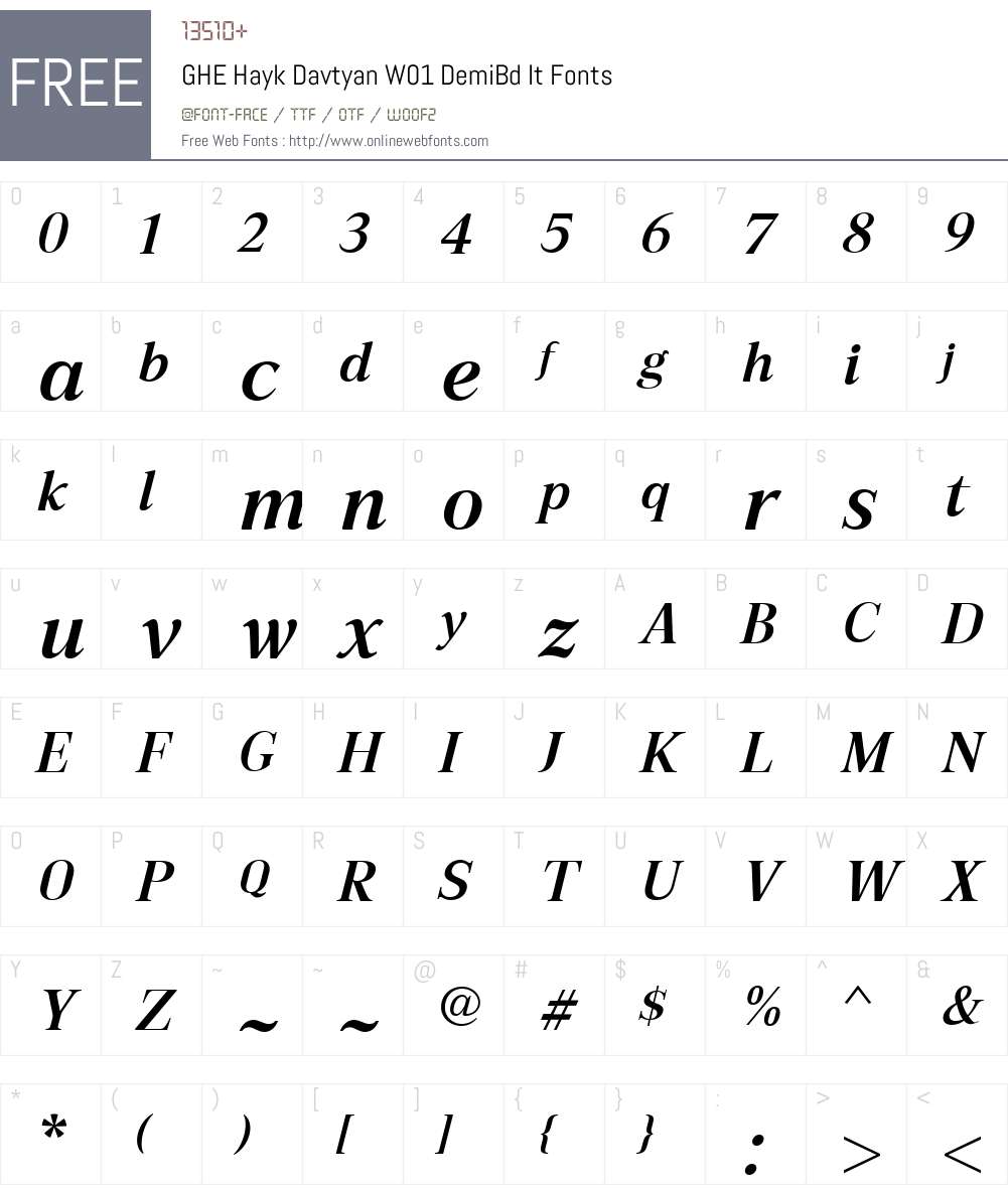 GHEHaykDavtyanW01-DemiBdIt Font Screenshots