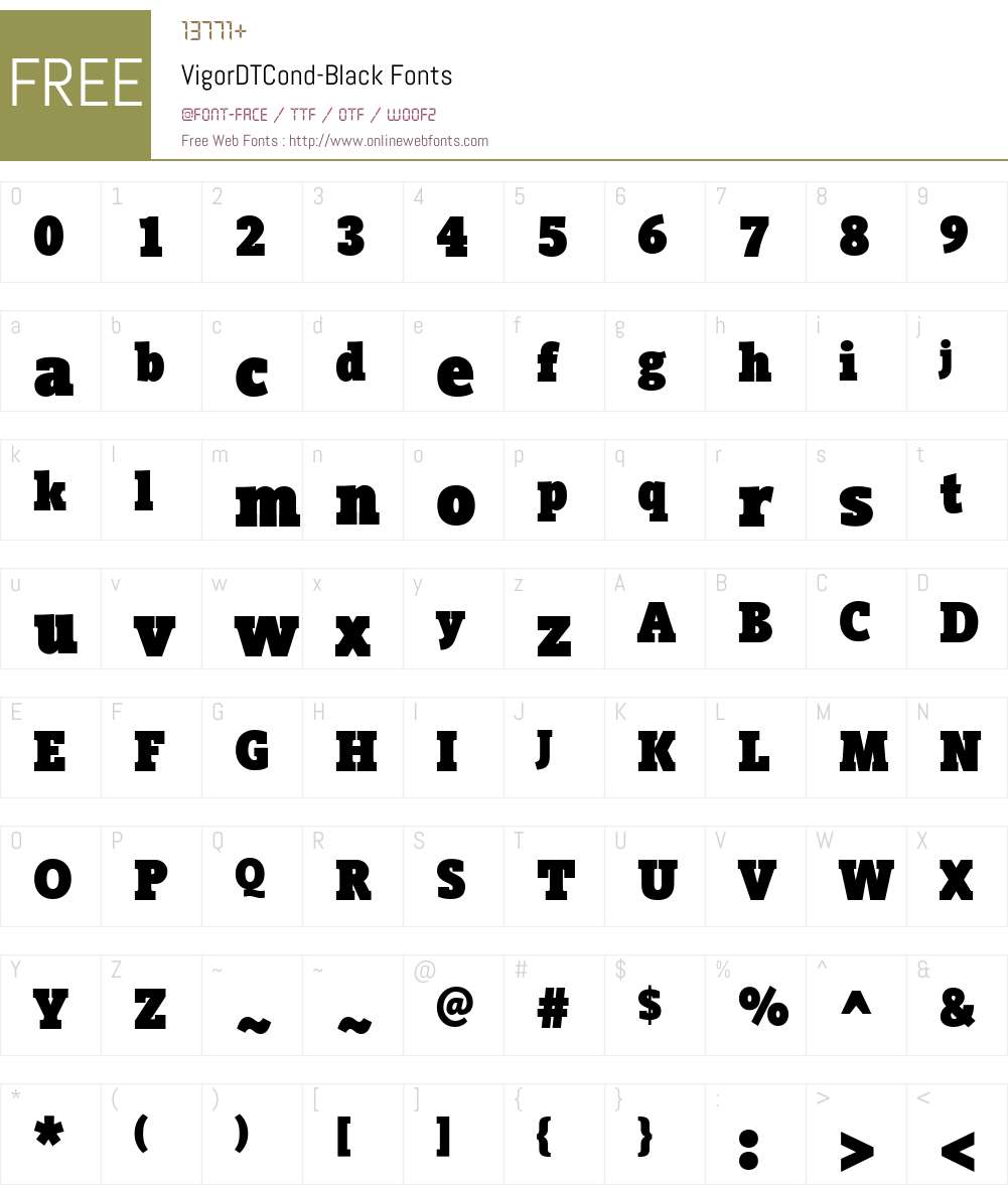 VigorDTCond-Black Font Screenshots
