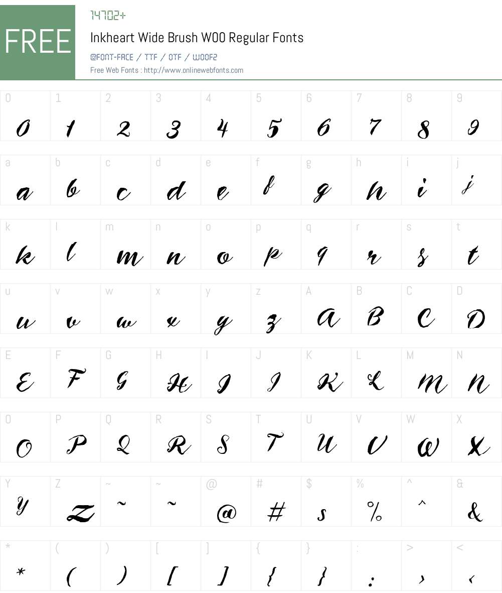 InkheartWideBrushW00-Rg Font Screenshots