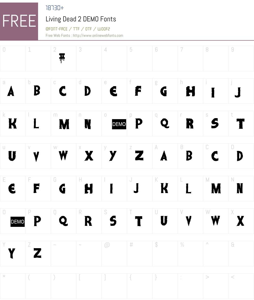Living Dead 2 DEMO Font Screenshots
