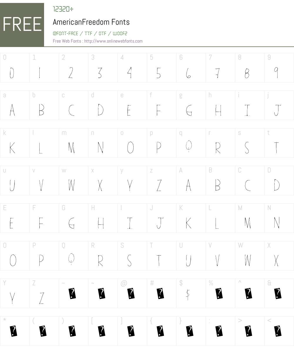 AmericanFreedom Font Screenshots