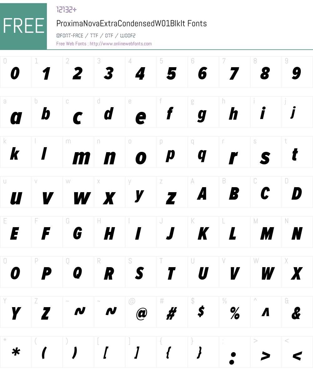 ProximaNovaExtraCondensedW01-BlkIt Font Screenshots
