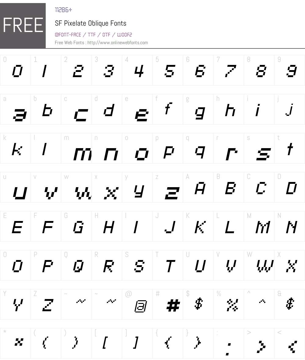 SF Pixelate Font Screenshots