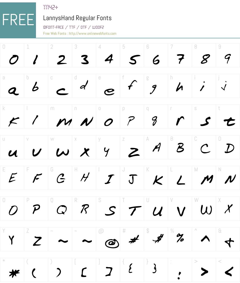 LannysHand Font Screenshots