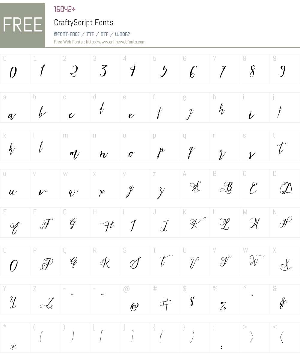 CraftyScript Font Screenshots