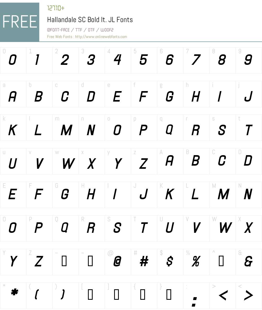 Hallandale SC Bold It. JL Font Screenshots