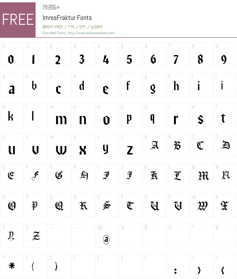 ImresFraktur Font Screenshots