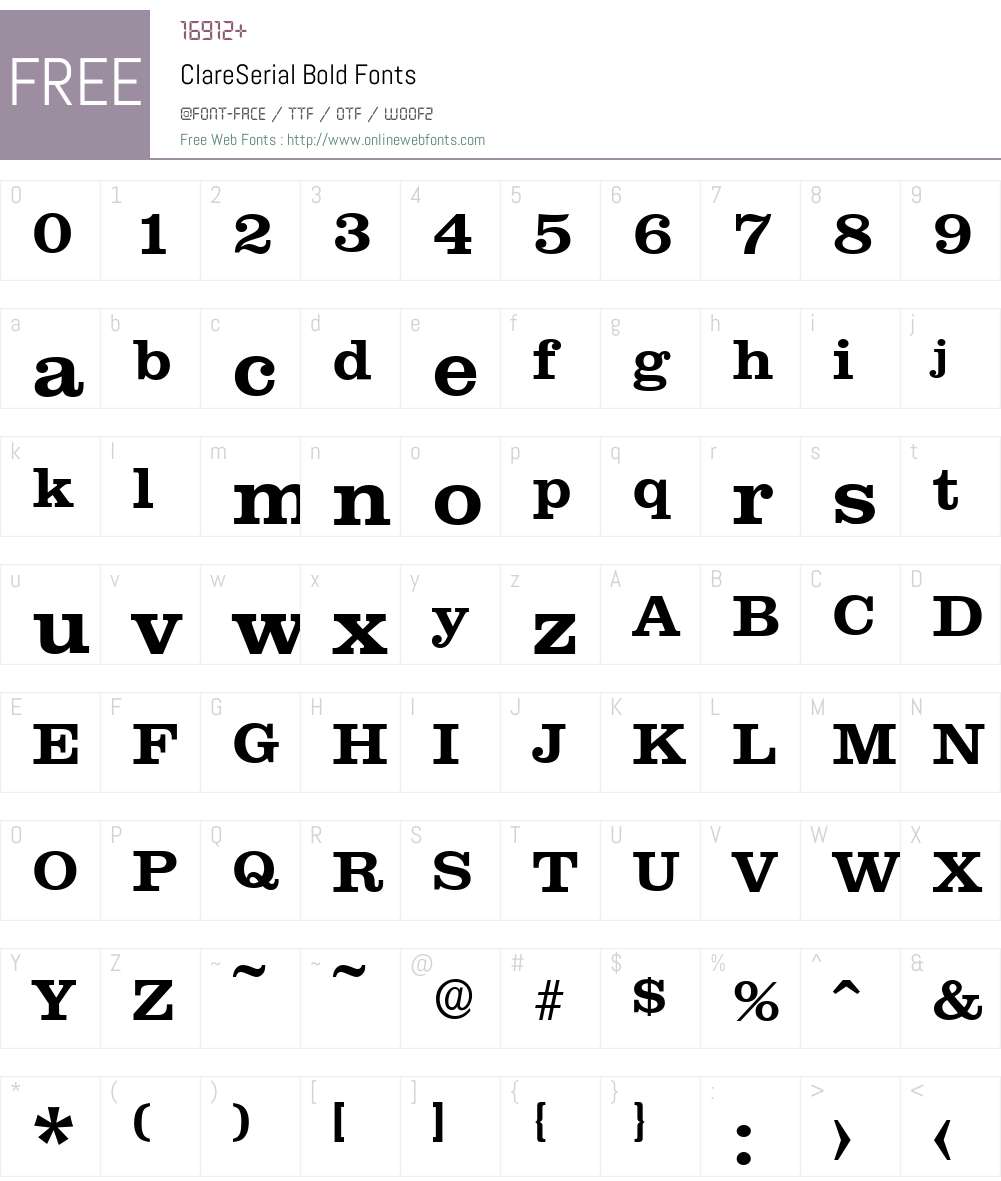 ClareSerial Font Screenshots