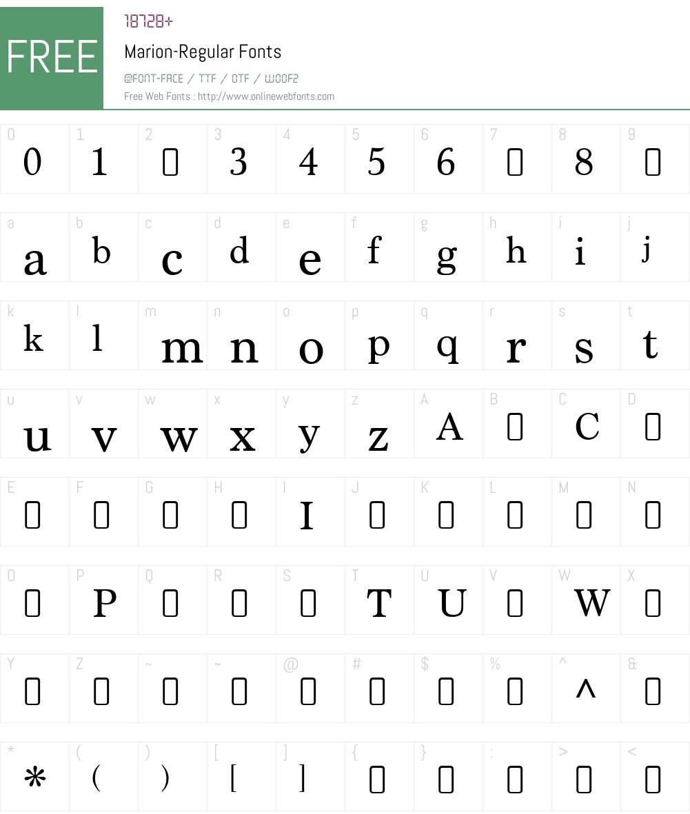 Marion-Regular Font Screenshots