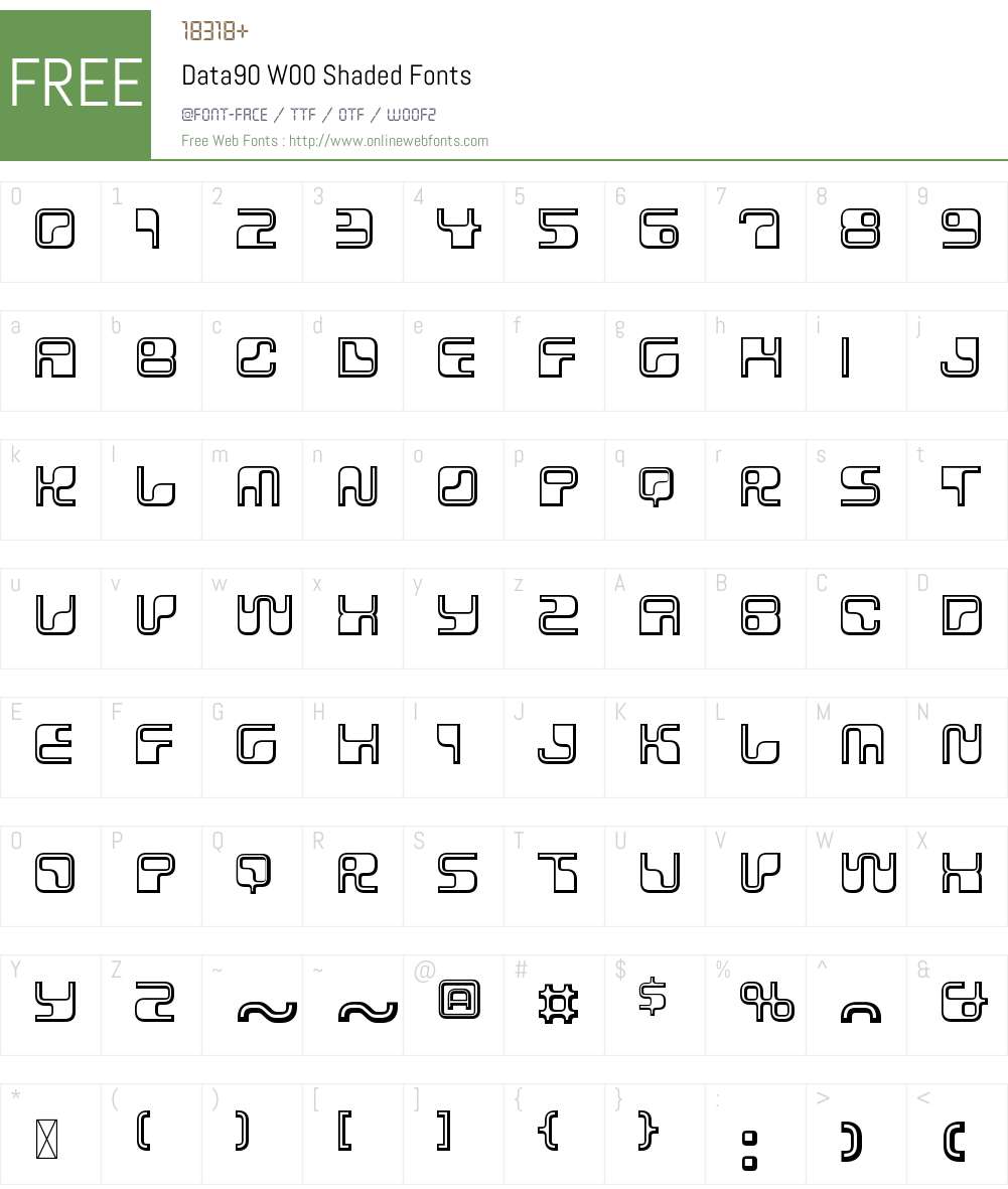 Data90W00-Shaded Font Screenshots