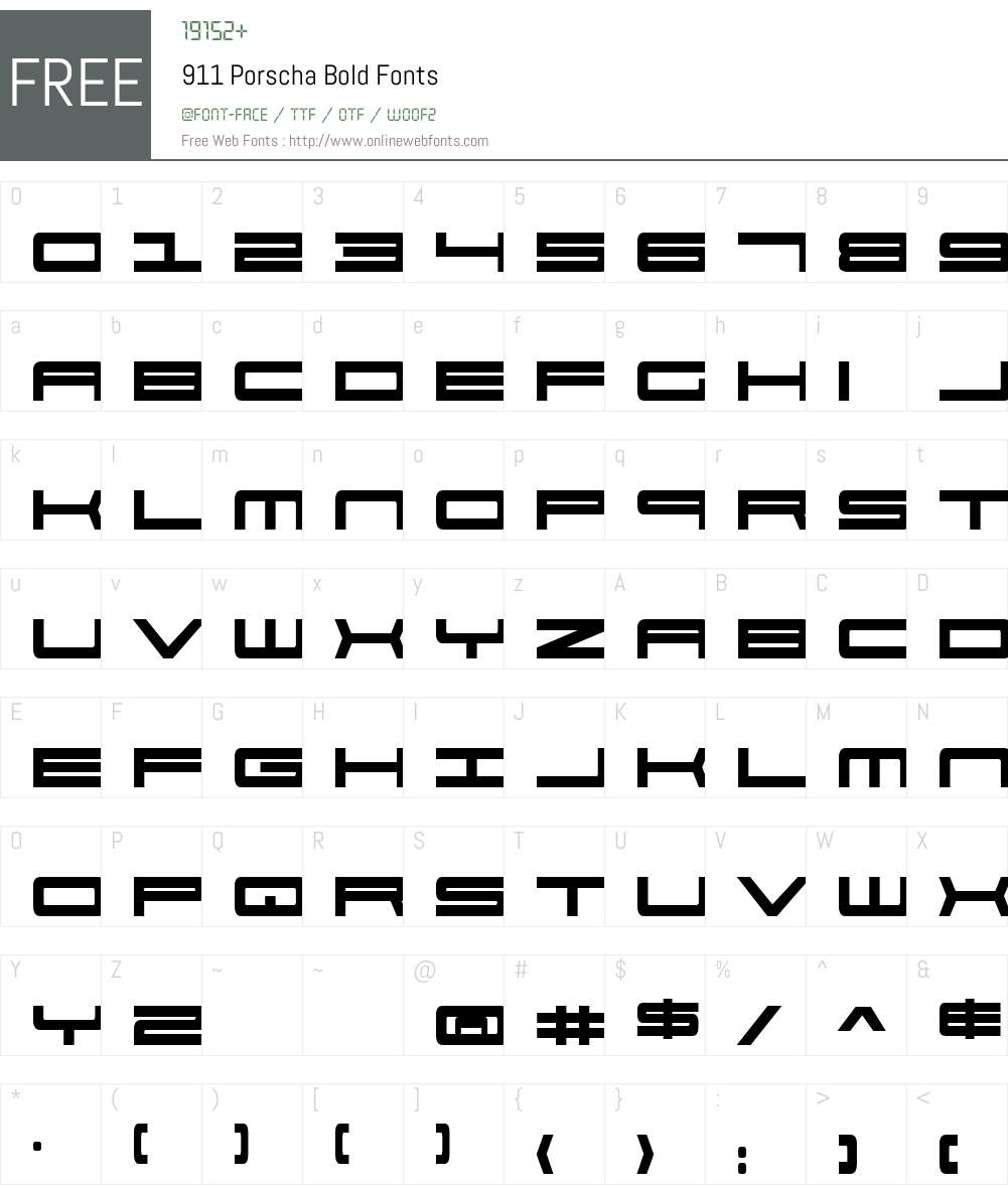 911 Porscha Bold Font Screenshots