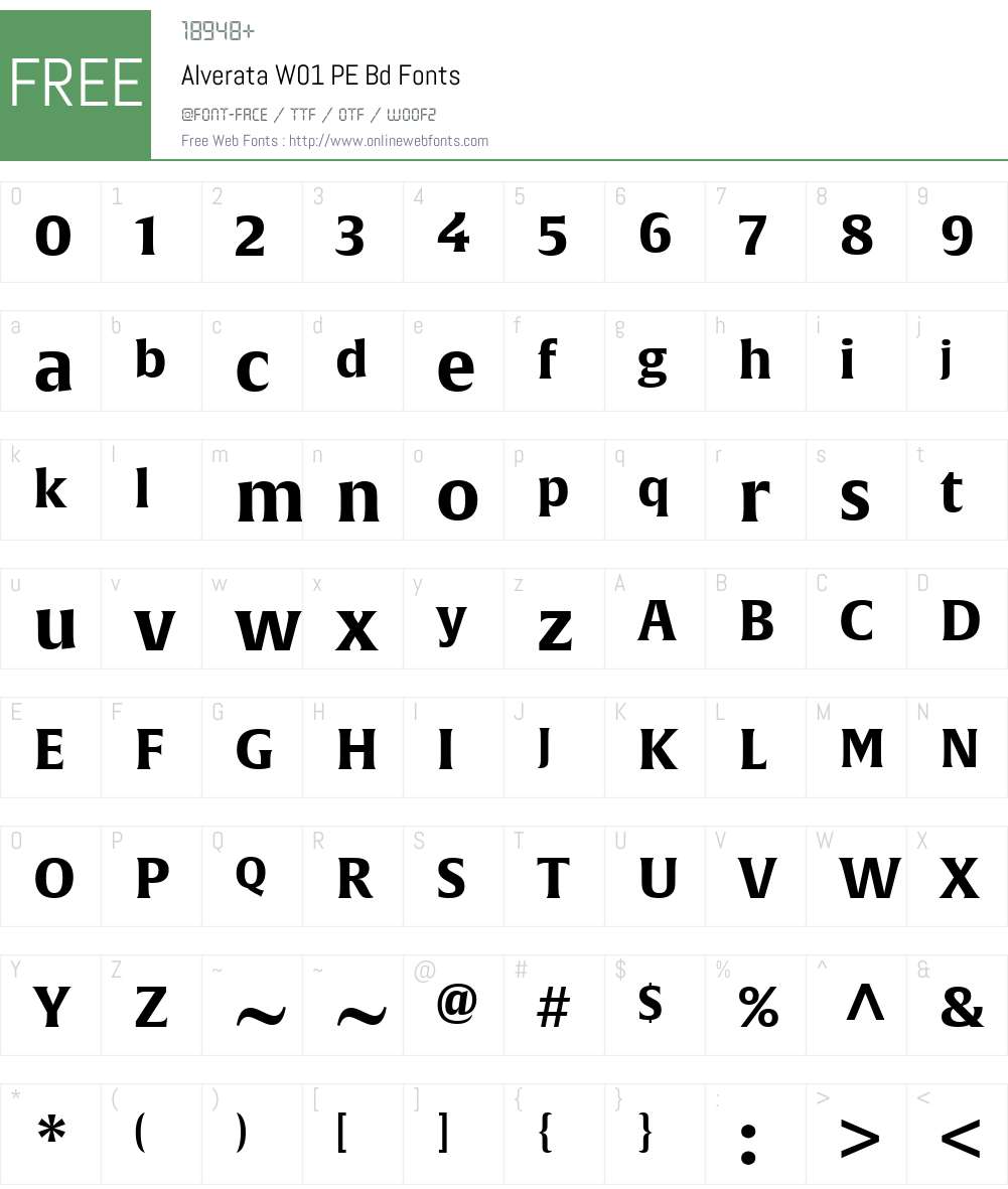 AlverataW01-PEBd Font Screenshots
