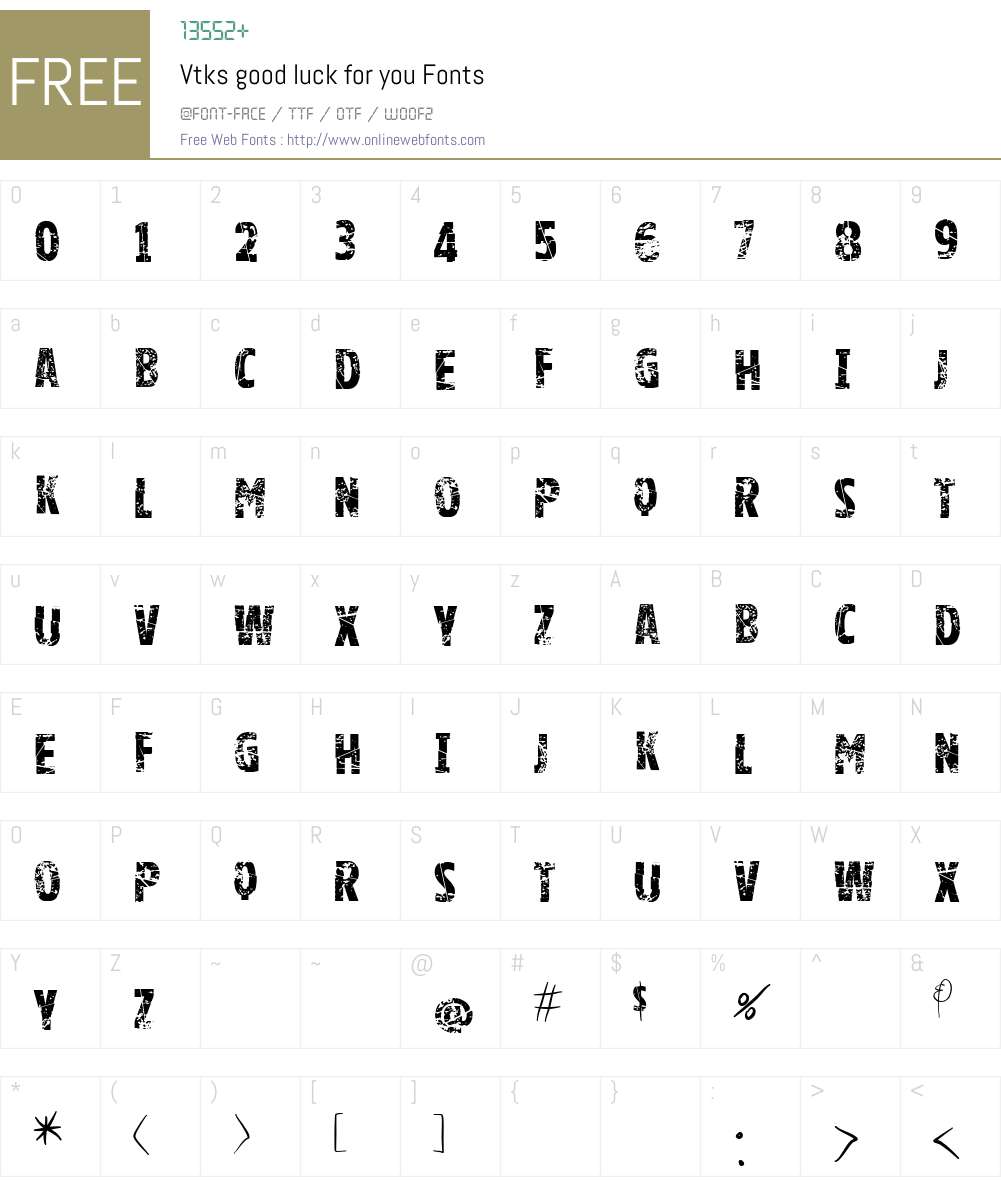 Vtks good luck for you Font Screenshots