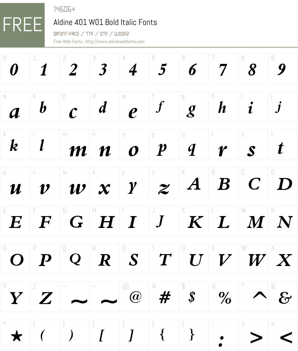 Aldine401W01-BoldItalic Font Screenshots